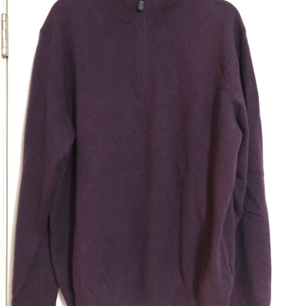 Black Brown 1826 Men's Deep Purple 1/4?Zip-Up‎ cashmere Sweater XL *holes